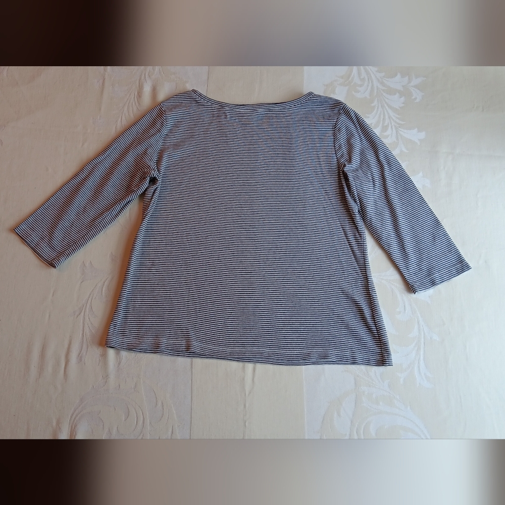Talbots Petits 3/4 Sleeved small black striped Top